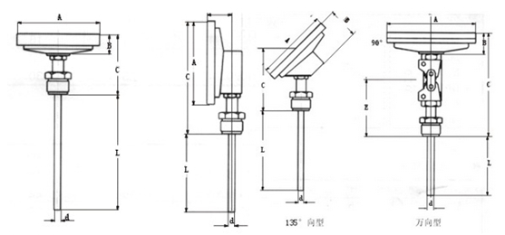 双金属温度计安装形式